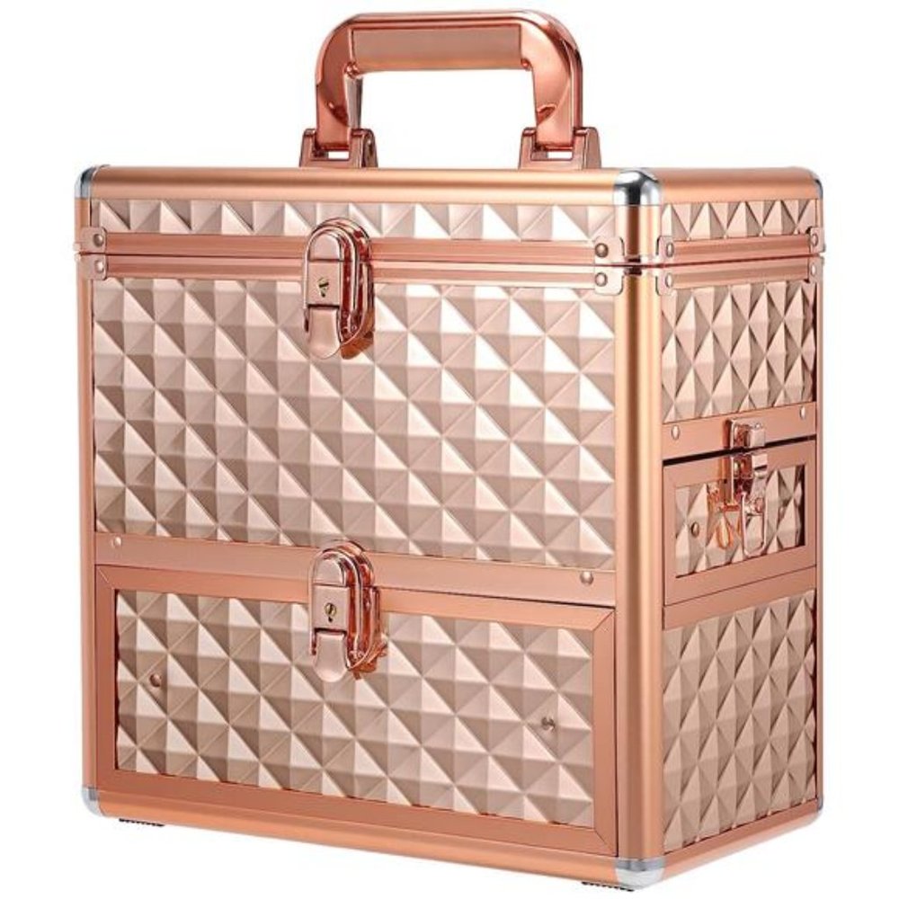 Makeup Train Case Professional Makeup Organizer Case with Drawer Mirror